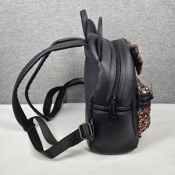 Loungefly Black Mini Backpack with Gold Sequin Bow and Ears main image 12